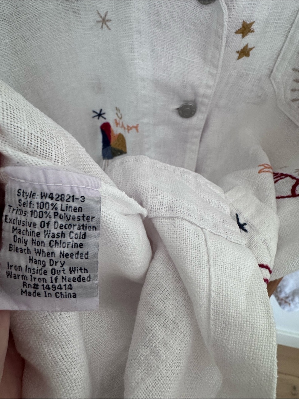 Johnny Was Workshop Embroidered White Linen Button-Up Jacket - Picture 7 of 10
